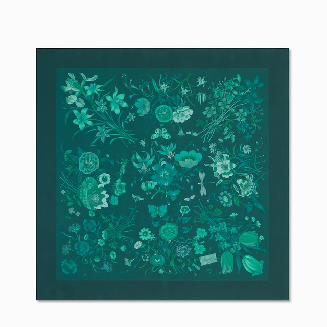 Carré in twill di seta con stampa Flora