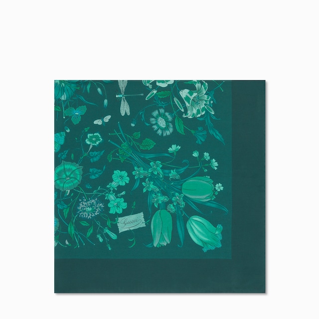 Carré in twill di seta con stampa Flora