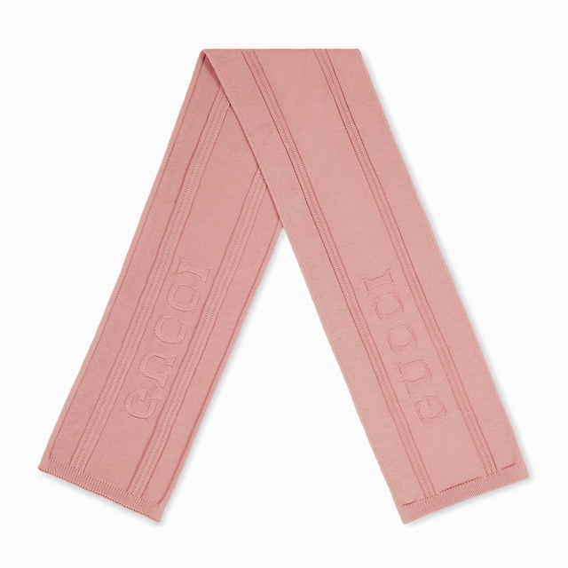 GUCCI ロゴ入り ウールニット スカーフ