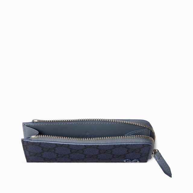 Dusty blue trim GG zip card case