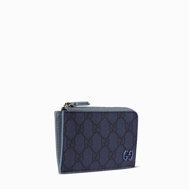 Dusty blue trim GG zip card case