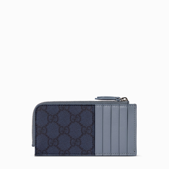 Dusty blue trim GG zip card case