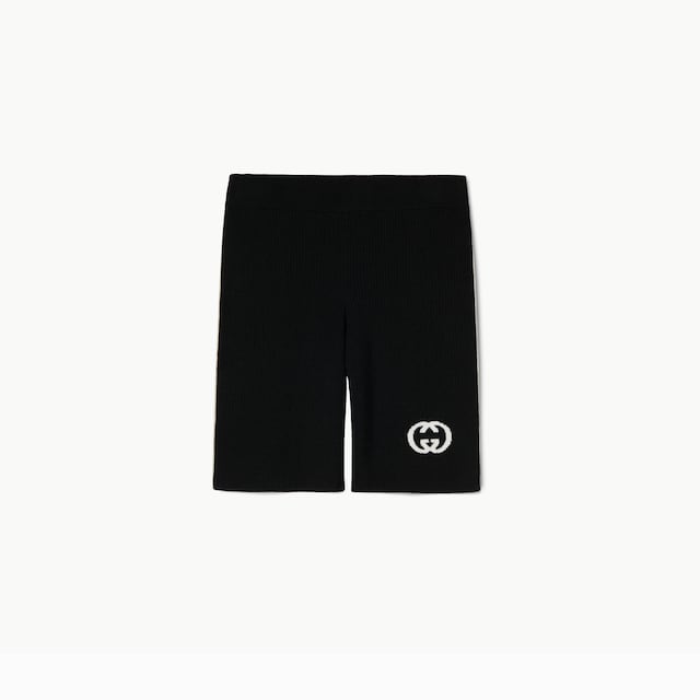 Ribbed shorts with intarsia