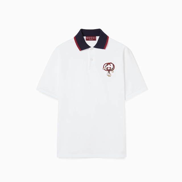 Polo en piqué de coton avec broderie