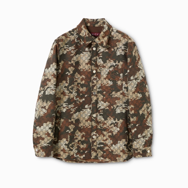 GG marbled cotton denim jacquard shirt