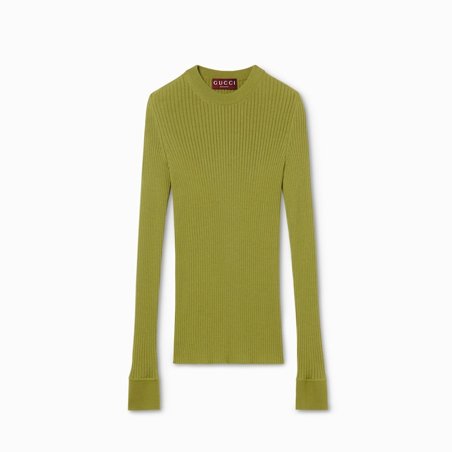 Top in seta e cashmere a coste