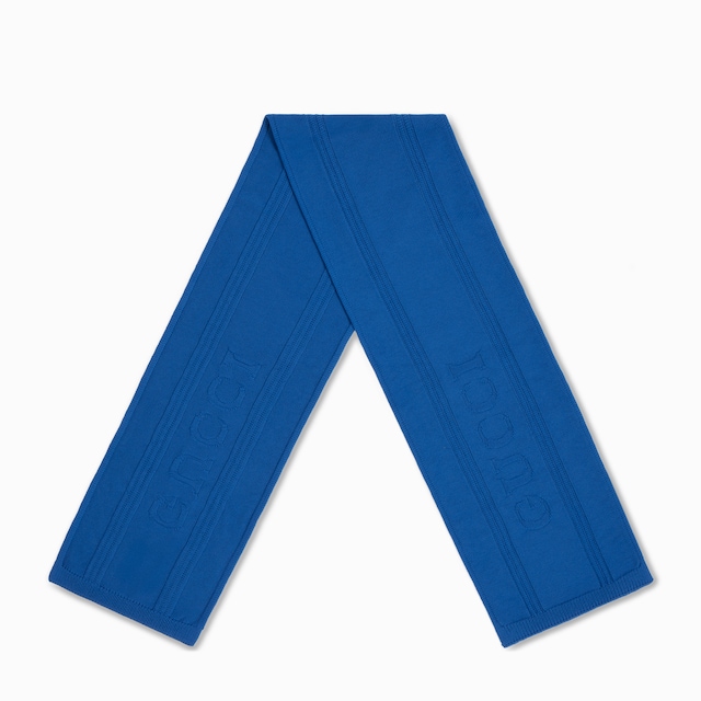 Knit wool scarf with Gucci logo