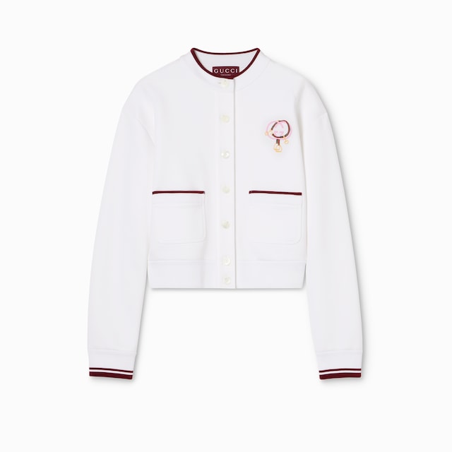 Cotton jersey cardigan with embroidery