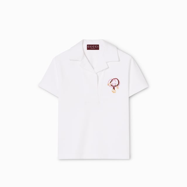 Polo in piquet di cotone con ricamo