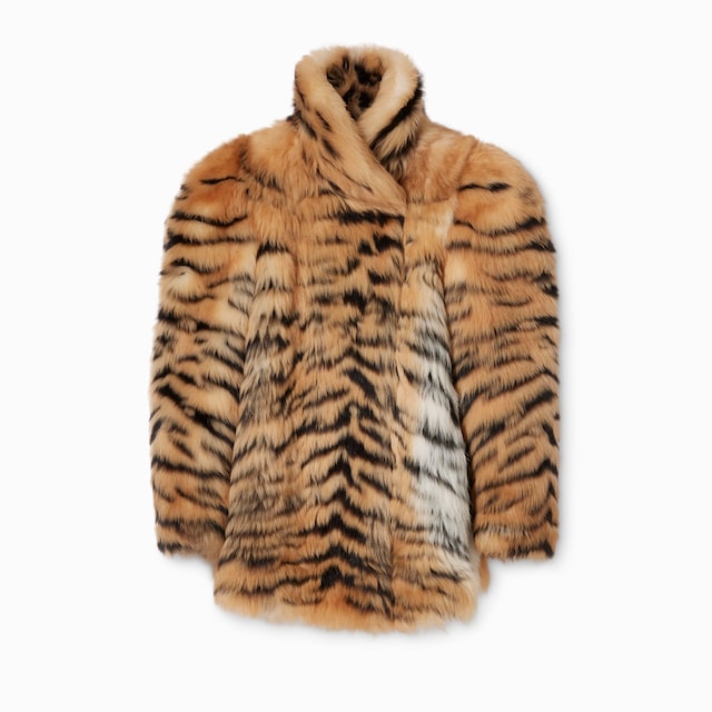 Smooth long shearling coat