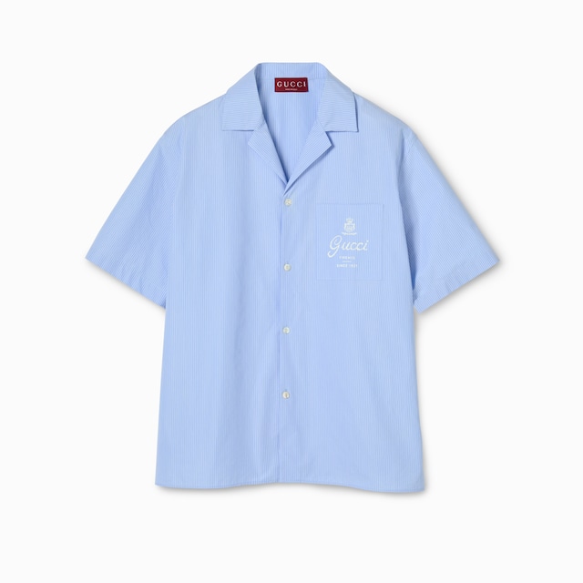 Bowling-Shirt aus dünn gestreiftem Baumwollpopeline