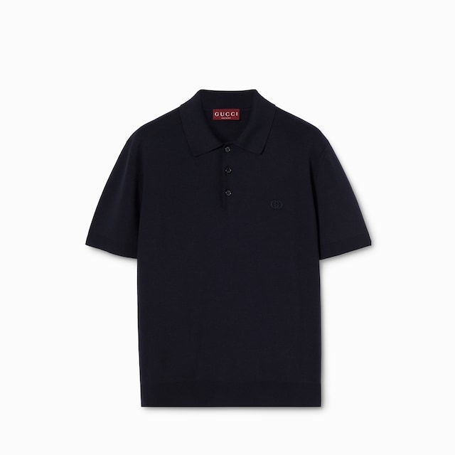 Silk cotton polo shirt with embroidery