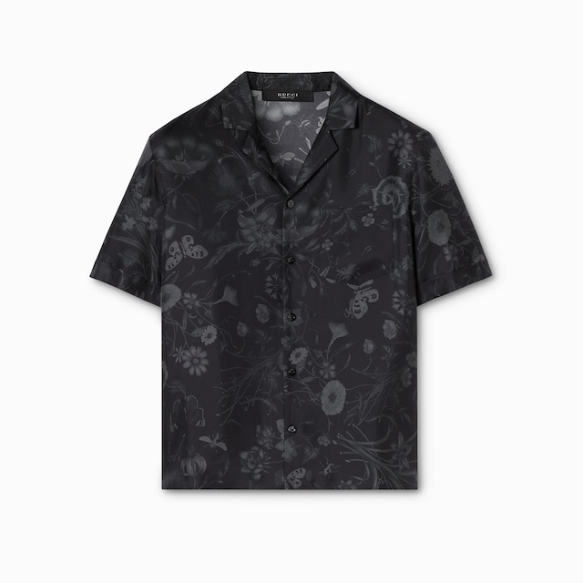 Bowling-Shirt aus Seidentwill mit Print