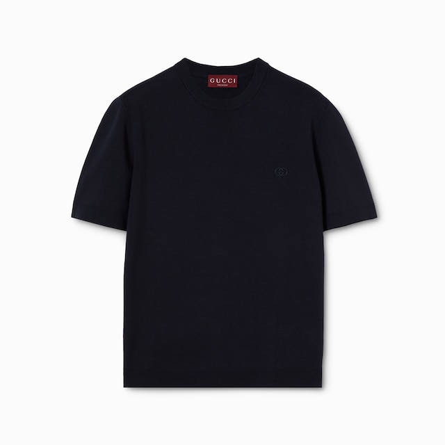 Silk cotton T-shirt with embroidery