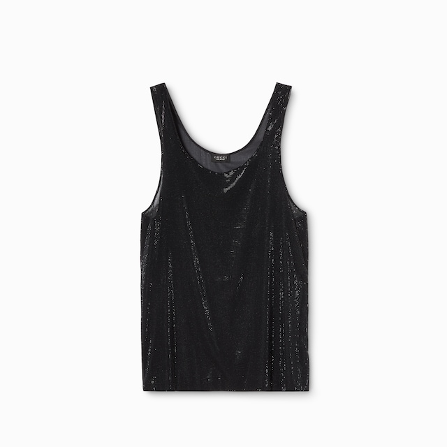 Silk chiffon tank top with crystals