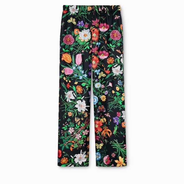 Pantalon en twill de soie imprimé