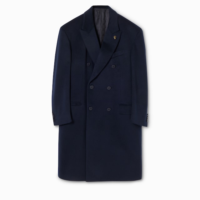Double-breasted light cashmere coat