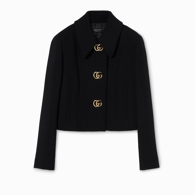 Crêpe wool jacket with Double G button