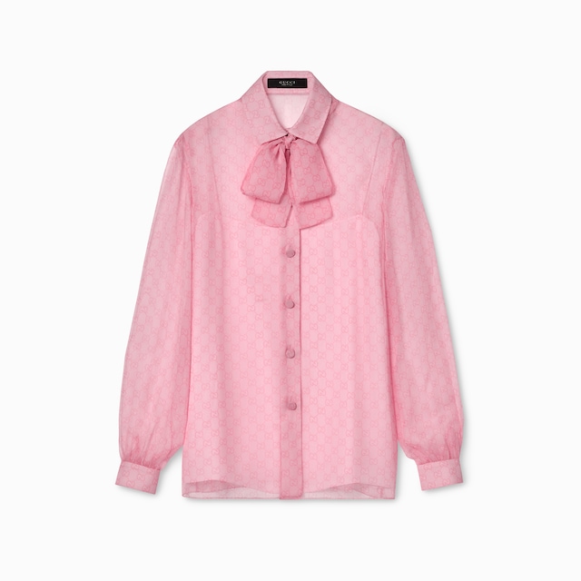 Printed silk chiffon shirt