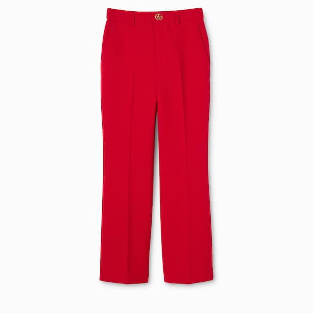 Pantalon en crêpe de laine avec bouton Double G