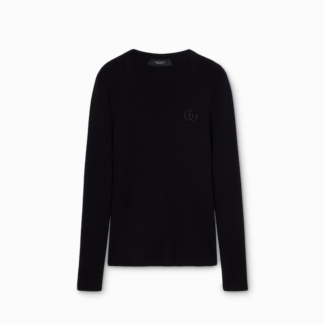 Fine cashmere silk top with embroidery