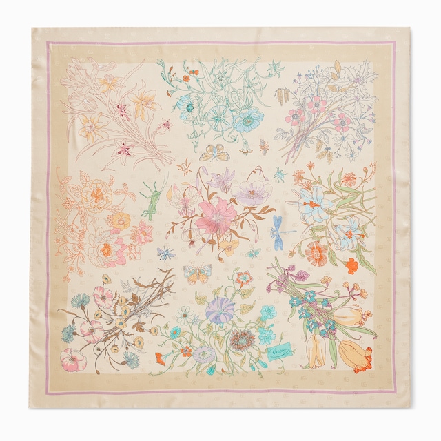 Printed Double G silk jacquard carré