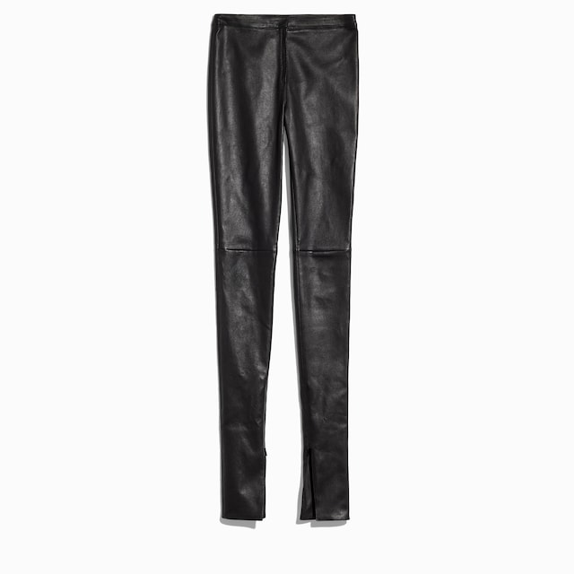 Pantalon ajusté en cuir stretch léger