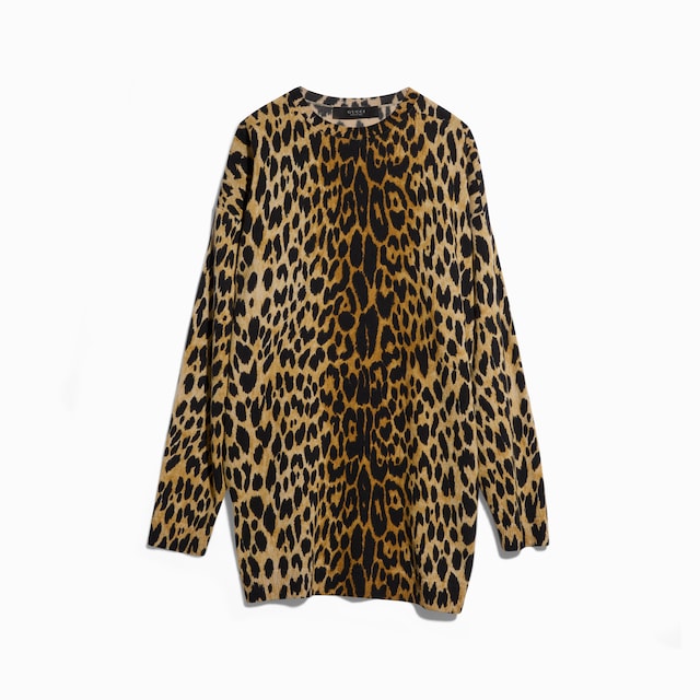 Printed knit cashmere dress