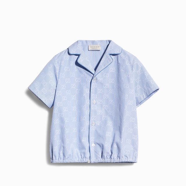 Chemise pour enfant en popeline à rayures GG