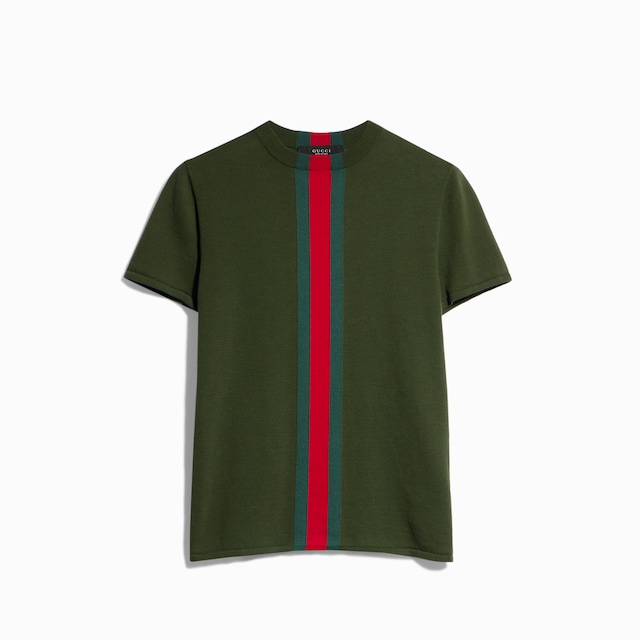 Knit cotton T-shirt with Web intarsia