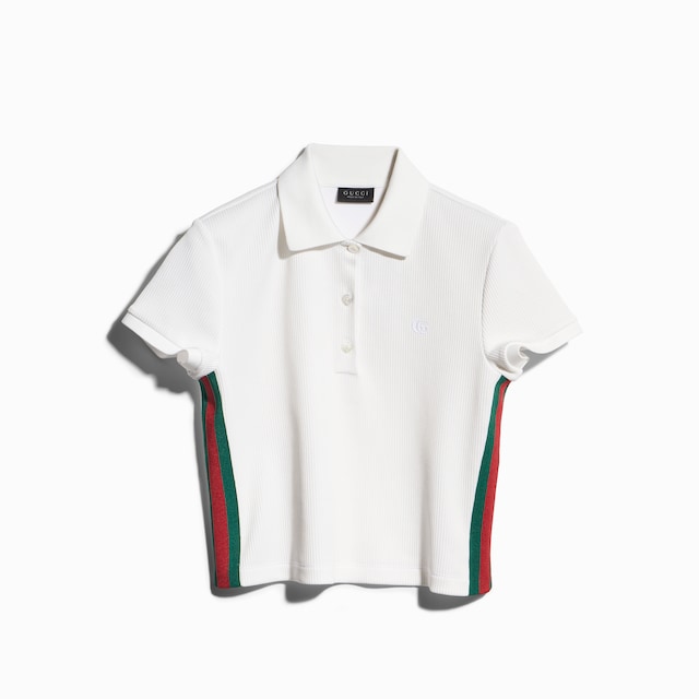 Rib cotton jersey polo shirt with Web