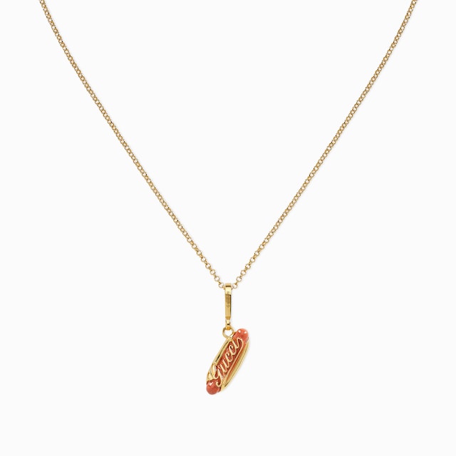 Hotdog pendant chain necklace