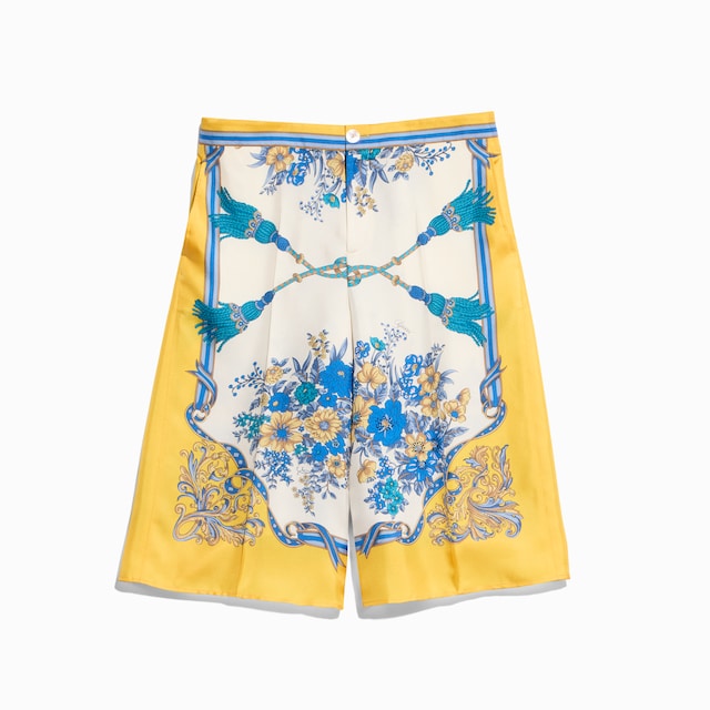 Printed silk twill pants