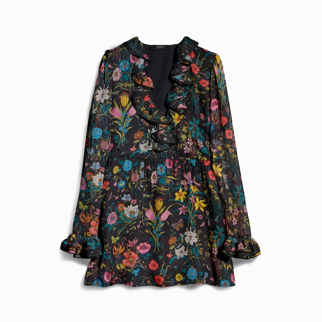Printed silk chiffon dress