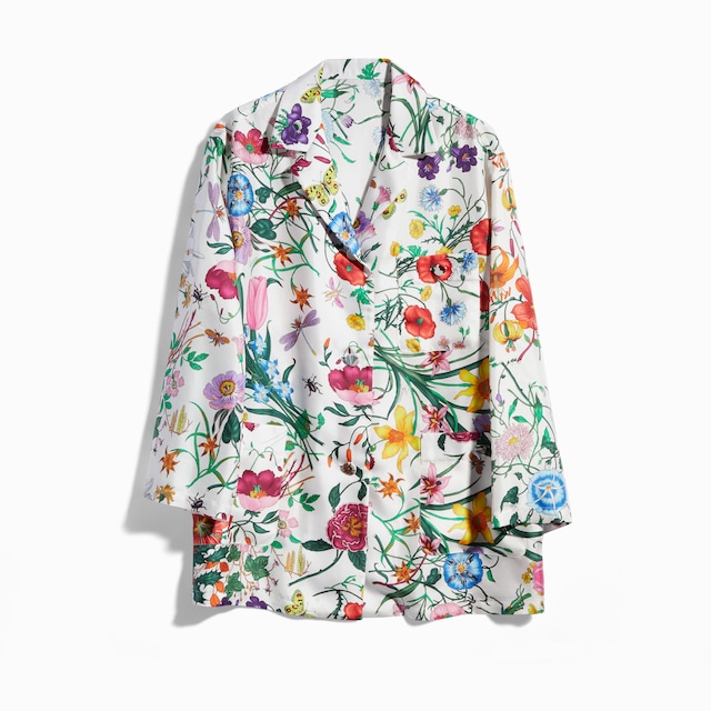 Printed silk twill shirt