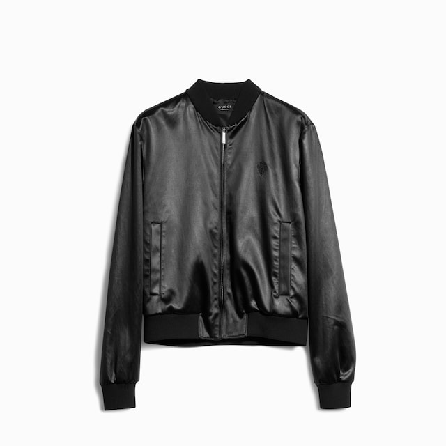 Cotton acetate satin zip jacket