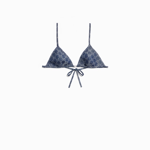 Top in denim leggero di cotone jacquard GG