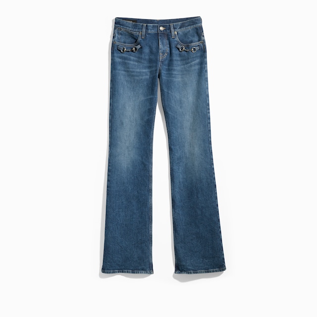 Stretch cotton denim with Horsebit