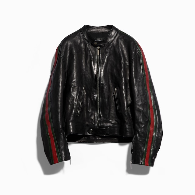 Buffalo leather biker jacket with Web