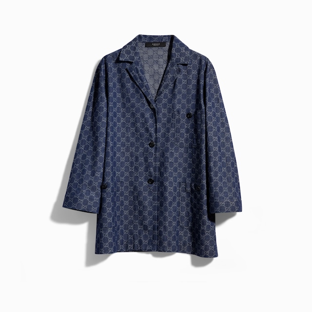 Giacca in denim di cotone GG jacquard