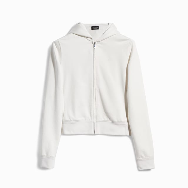 Cotton silk jersey zip sweatshirt
