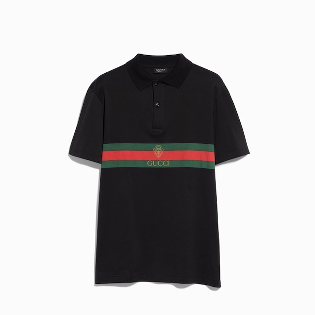 Cotton jersey polo shirt with print