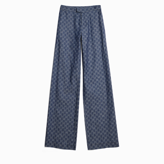 GG cotton denim jacquard pants