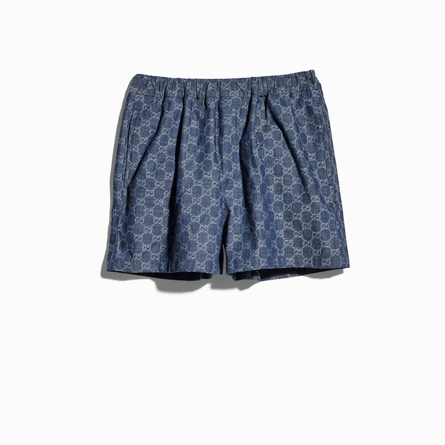 GG cotton denim jacquard shorts