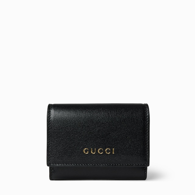 Porte-cartes à rabat avec inscription Gucci