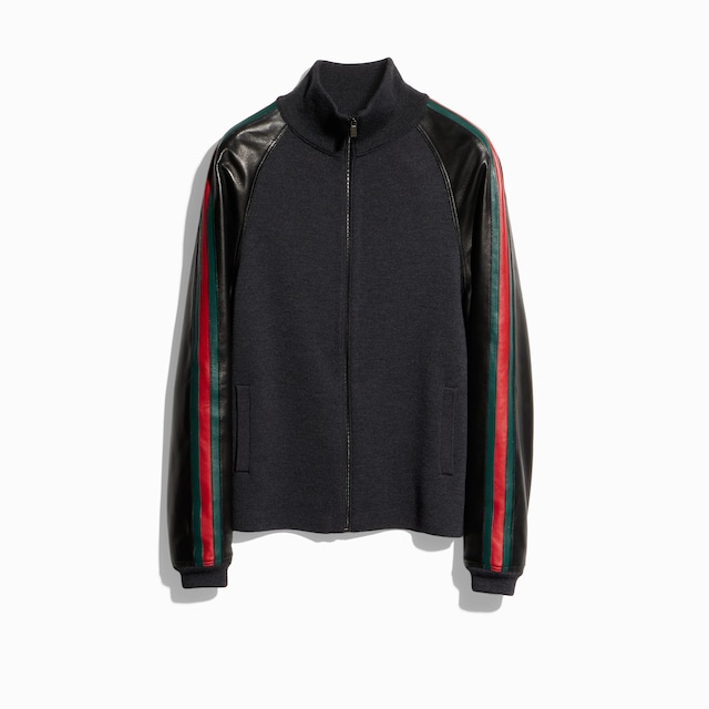 Fine rib wool zip jacket with Web