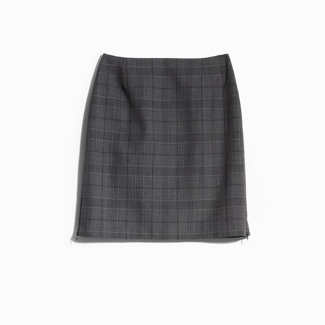 Checked fine wool mini skirt