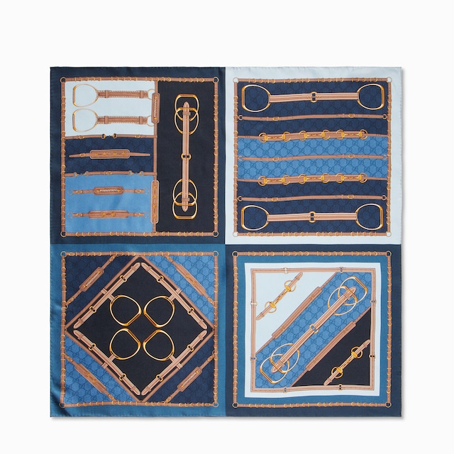 Printed silk twill jacquard carré
