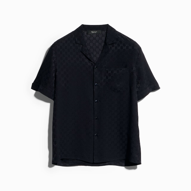 GG silk jacquard bowling shirt