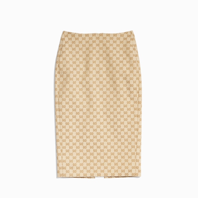 GG cotton canvas midi skirt